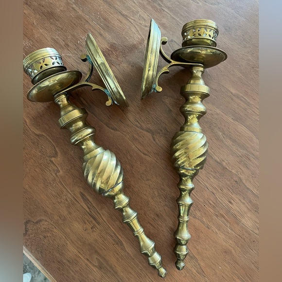 Vintage brass candle wall sconces - Picture 6 of 7